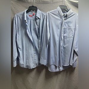 Izod Large Croft Barrow 16 1/2 Blue Check Light Blue Button-Down Shirt  Set